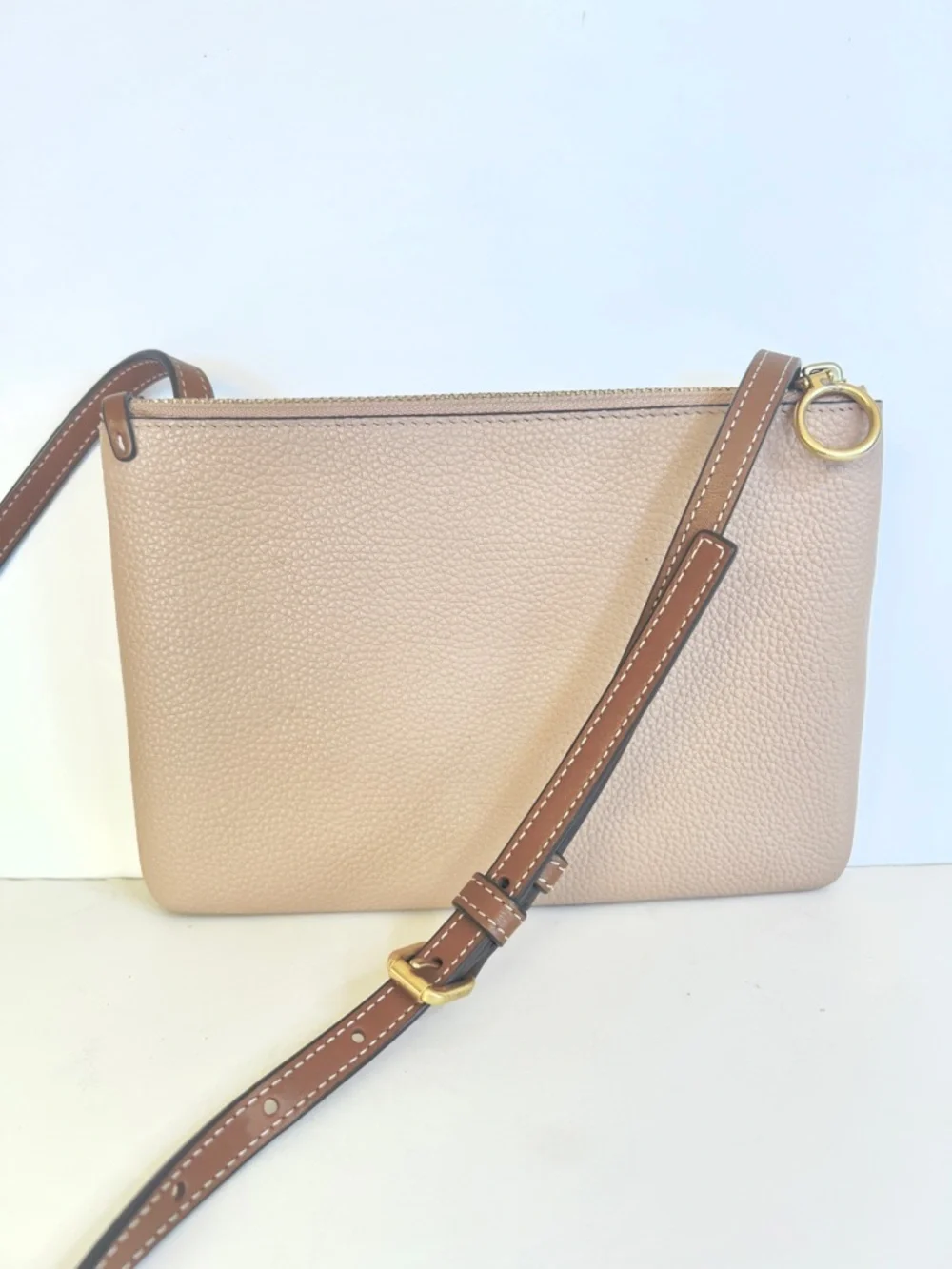 Tory Burch Pebbled Leather Crossbody in Dusty Rose